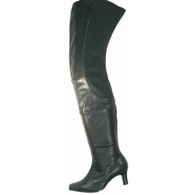 black thigh high wide calf boots